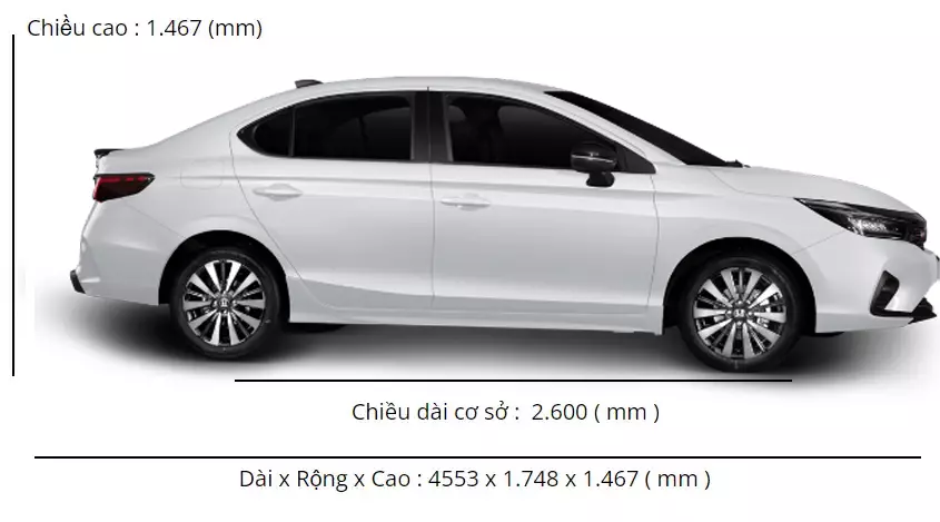Kích thước honda City sensing