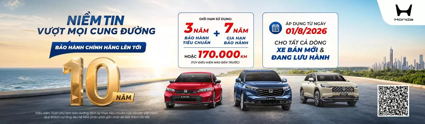 bảo hành 10 năm dành riêng cho xe honda ô tô